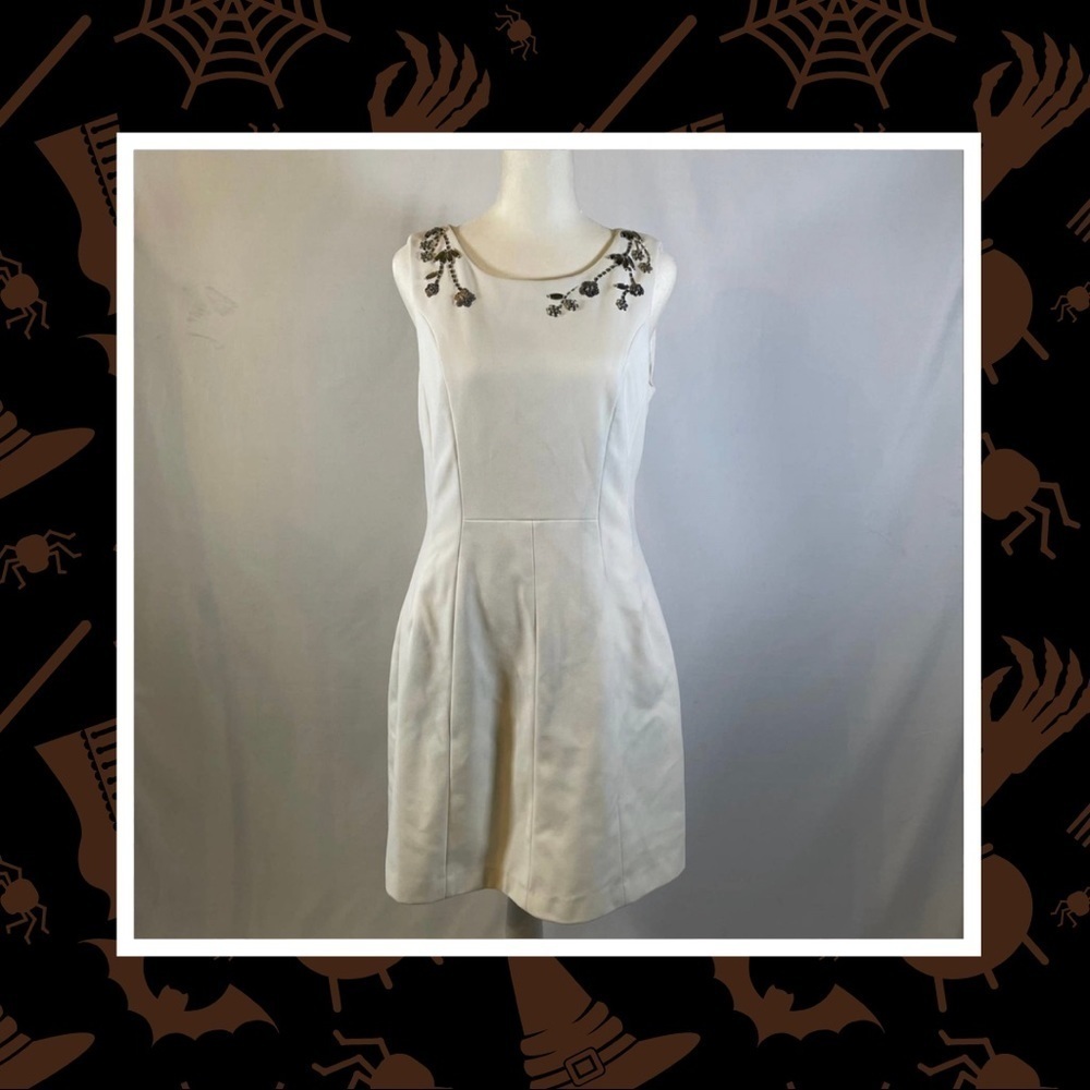 H&M White Dress with Beaded Detail SIZE 8